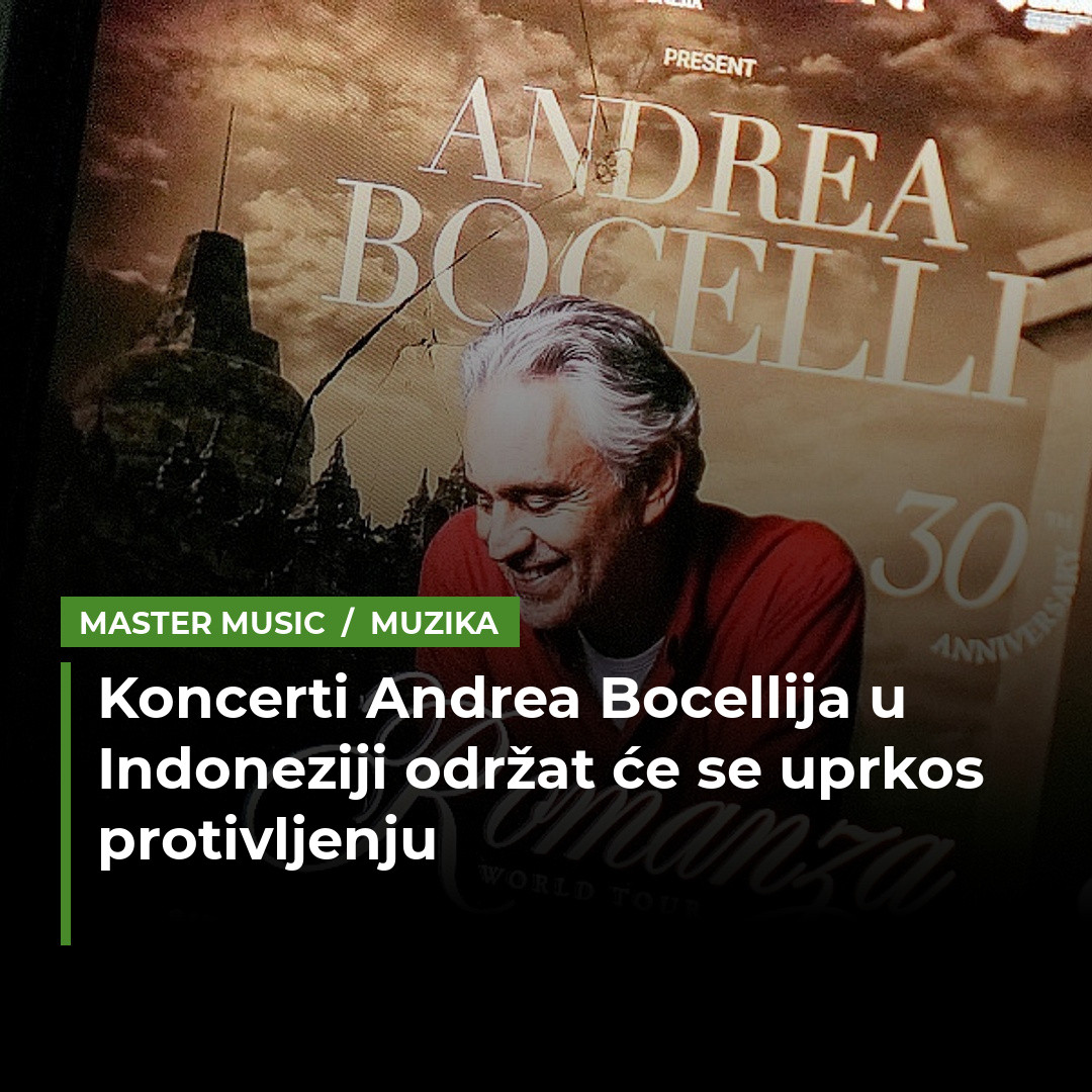 Koncerti Andree Bocellija u Indoneziji bit će održani uprkos protivljenju najutjecajnijeg islamskog vijeća